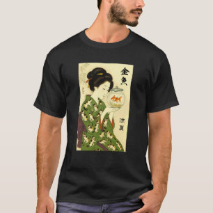 Ukiyo-e Geisha Kimono Kanji Zen Kunst Japanse Kat  T-shirt