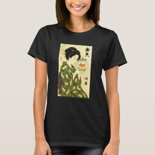 Ukiyo-e Geisha Kimono Kanji Zen Kunst Japanse Kat  T-shirt