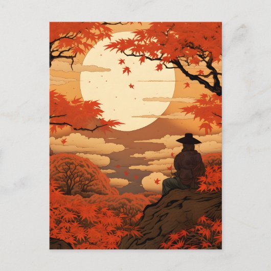 Ukiyo-e Japan herfst herfst samoerai Briefkaart (Voorkant)