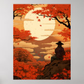 Ukiyo-e Japan herfst herfst samoerai Poster (Voorkant)