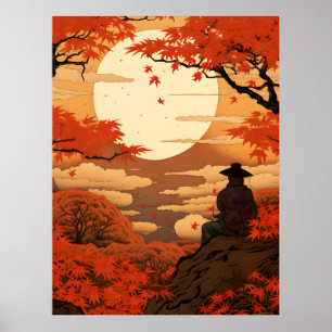 Ukiyo-e Japan herfst herfst samoerai Poster