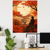 Ukiyo-e Japan herfst herfst samoerai Poster (Thuiskantoor)