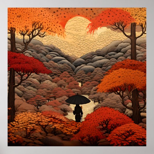 Ukiyo-e Japan herfst Poster (Voorkant)
