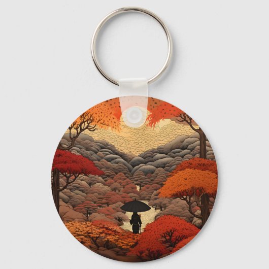 Ukiyo-e Japan herfst Sleutelhanger (Voorkant)
