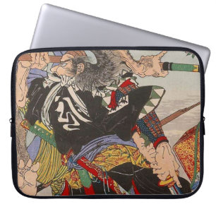 Ukiyo-e Japans schilderen een Samurai-gevecht Laptop Sleeve