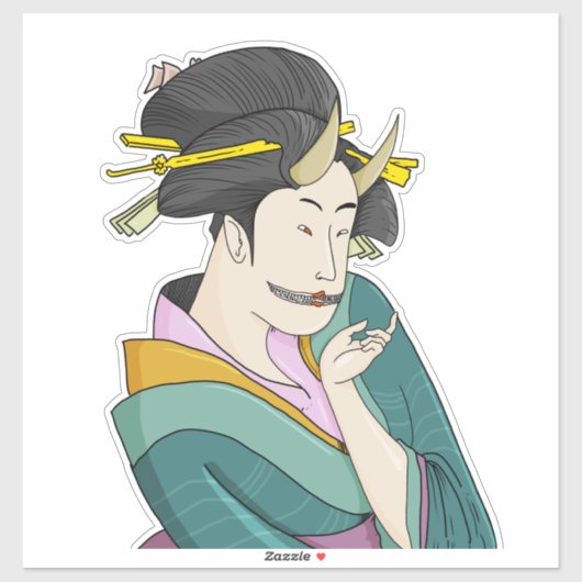 Ukiyo-e Japanse Voman Demon Oni Geisha Sticker (Vel)