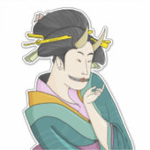 Ukiyo-e Japanse Voman Demon Oni Geisha Sticker (Voorkant)