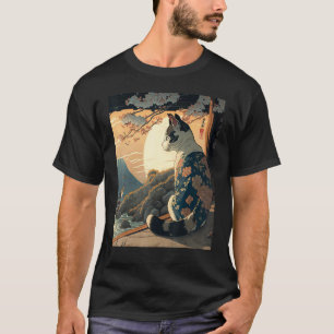 Ukiyo e Kanagawa Vintage Japanse Tatoeage Kat Graf T-shirt