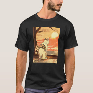 Ukiyo e Kanagawa Vintage Japanse Tatoeage Kat Graf T-shirt