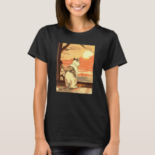 Ukiyo e Kanagawa Vintage Japanse Tattoo Kat Grafie T-shirt