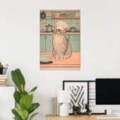 Ukiyo-e Kat Chef Print Japanse Keuken Kunst, Tabby (Thuiskantoor)