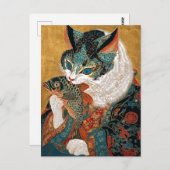Ukiyo-e Kat | Japanse Kunst Briefkaart (Voorkant / Achterkant)