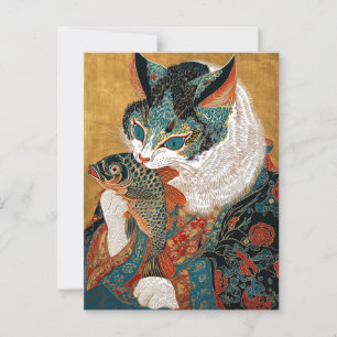 Ukiyo-e Kat   Japanse Kunst Briefkaart