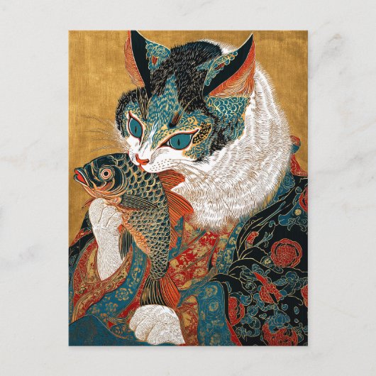 Ukiyo-e Kat | Japanse Kunst Briefkaart (Voorkant)