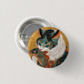 Ukiyo-e Kat | Japanse Kunst Ronde Button 3,2 Cm (Voorkant /achterkant)