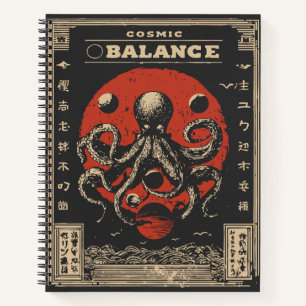 Ukiyo-e-octopusbalans Cosmic Harmony Art Notitieboek