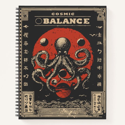 Ukiyo-e-octopusbalans | Cosmic Harmony Art Notitieboek (Voorkant)