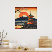 Ukiyo-e painting of a japan castle poster (Keuken)
