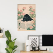 Ukiyo-e Poodle-kunstprint Japandi-badposter Poster (Thuiskantoor)