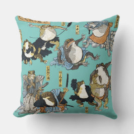 Ukiyo-e print - Kikkers als Japanse Kabuki-acteurs Kussen