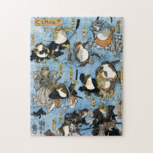 Ukiyo-e print - Kikkers als Japanse Kabuki-acteurs