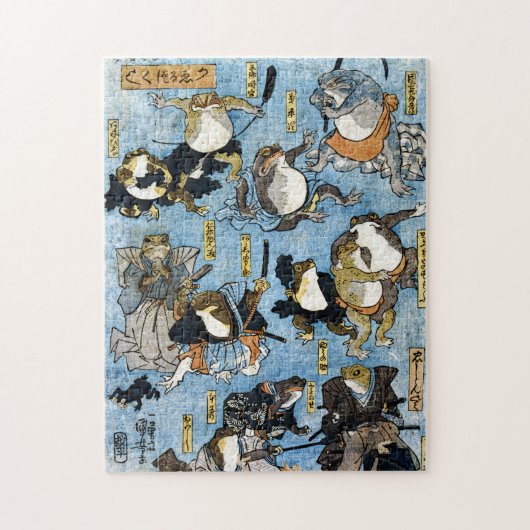 Ukiyo-e print - Kikkers als Japanse Kabuki-acteurs Legpuzzel (Verticaal)