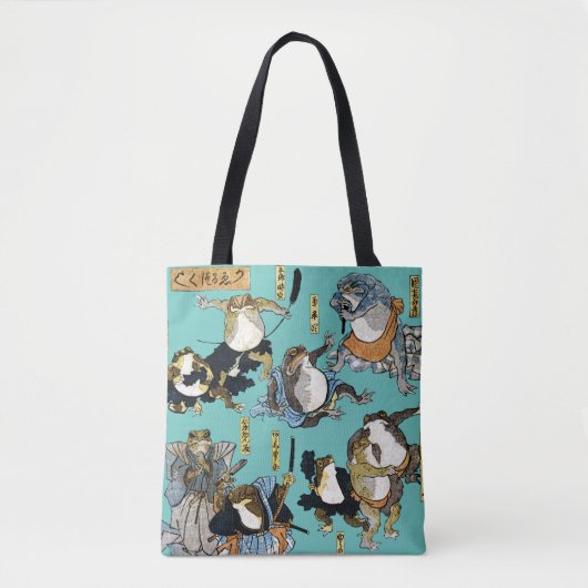 Ukiyo-e print - Kikkers als Japanse Kabuki acteurs Tote Bag (Voorkant)