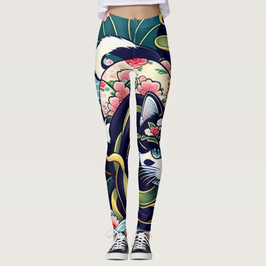 Ukiyo-e Punk city KIMONO Cats Leggings-THE  其の参 Leggings (Voorkant)