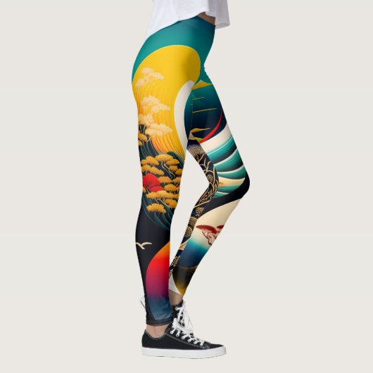 Ukiyo-e Punk city KIMONO Leggings-THE  陰と陽 レギンス Leggings (Rechts)