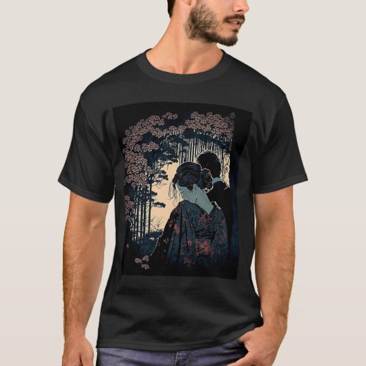 Ukiyo E Retro Japans design Romance Love T-shirt (Voorkant)