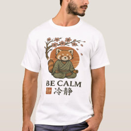 ukiyo-e Rode Panda- Wees Kalm Japanse Zen-meditati T-shirt