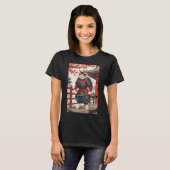Ukiyo-e Samurai Cat in Kimono Sumi-e Ninja T-shirt (Voorkant volledig)