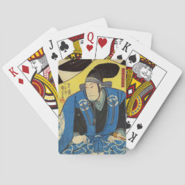 Ukiyo-e schilderen van een Samurai in gele achterg Pokerkaarten