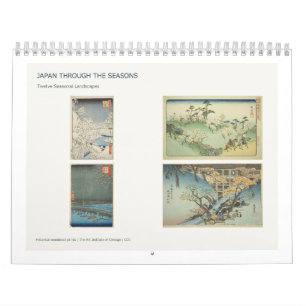 Ukiyo-e Seizoenen Twaalf Japanse Landschapsprenten Kalender