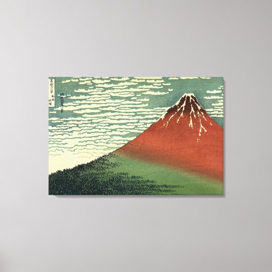 Ukiyo-e South Wind Clear Sky of Red Fuji Canvas Afdruk (Voorkant)
