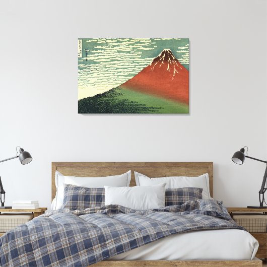 Ukiyo-e South Wind Clear Sky of Red Fuji Canvas Afdruk (Insitu (Slaapkamer))
