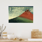 Ukiyo-e South Wind Clear Sky of Red Fuji Poster (Keuken)