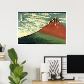 Ukiyo-e South Wind Clear Sky of Red Fuji Poster (Thuiskantoor)
