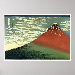 Ukiyo-e South Wind Clear Sky of Red Fuji Poster