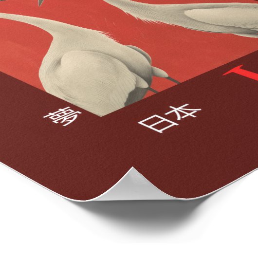 Ukiyo-e stijl: Serene witte kranen, papieren Poste Poster (Hoek)