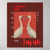 Ukiyo-e stijl: Serene witte kranen, papieren Poste Poster (Voorkant)