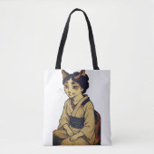 Ukiyo-e style calico cat tote bag (Voorkant)