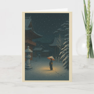 Ukiyo-e Temple Japanese Christmas Card Feestdagen Kaart