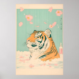 Ukiyo-e Tijger in Badkuip Print Japanse Badkamer