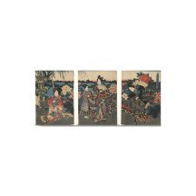 Ukiyo-e Triptych: Een tuin vol ponden
