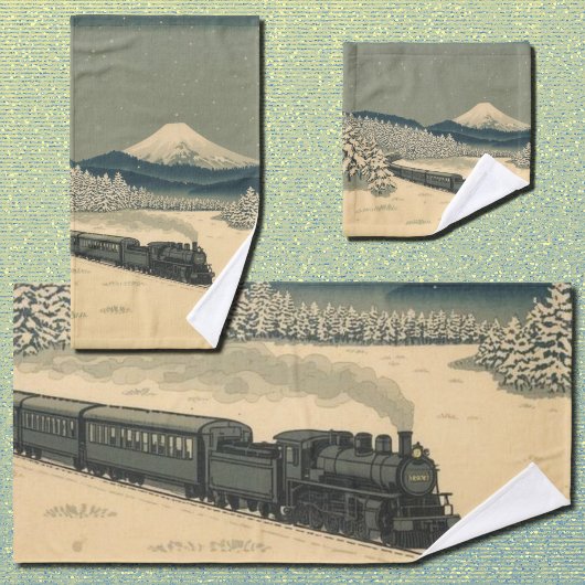Ukiyo-e Wintertrein Bad Handdoek