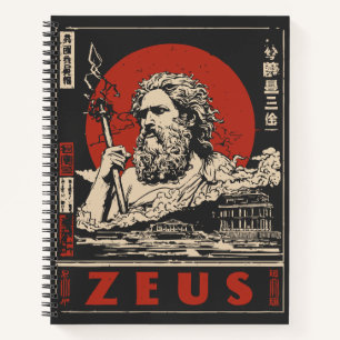 Ukiyo-e Zeus Thunder Griekse mythologie kunst Notitieboek