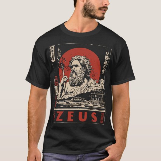 Ukiyo-e Zeus Thunder | Griekse mythologie kunst T-shirt (Voorkant)