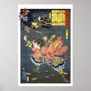 ukiyoe - 和漢百物語 nr. 10 - 雷震・順風耳・千里眼 - poster