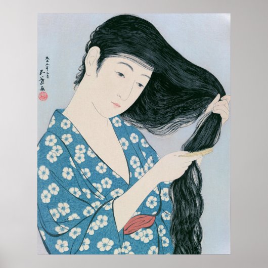 Ukiyoe [Goyo] Haar kammen (XL) Poster (Voorkant)